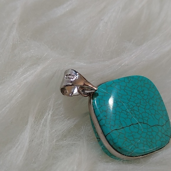 Kingman Turquoise Sterling Silver Pendant - Picture 4 of 12